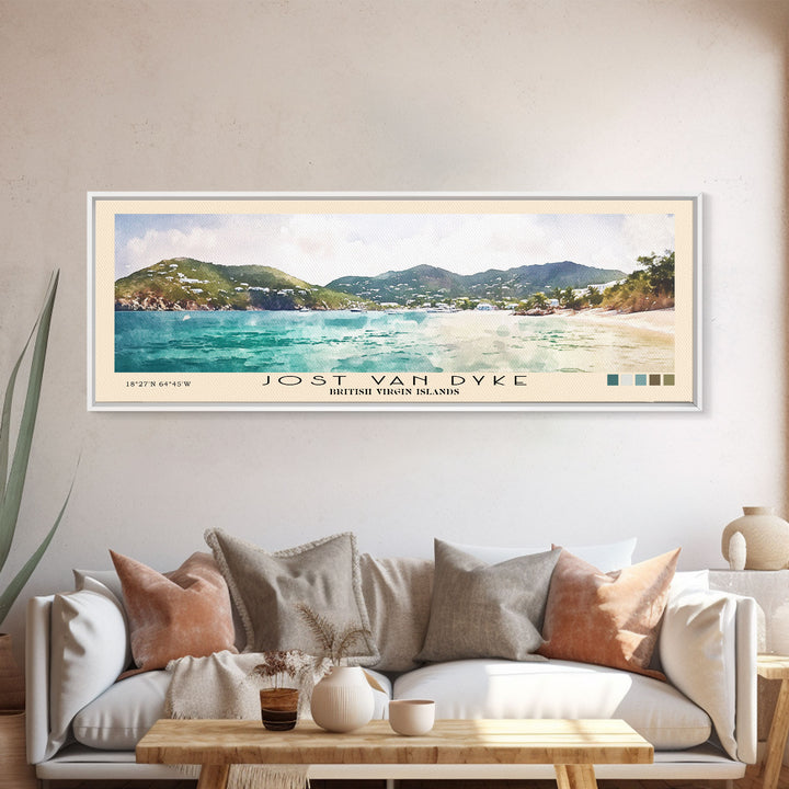 Jost Van Dyke, British Virgin Islands , United Kingdom Watercolor Beach Print, Vacation Gift, United Kingdom Wall Art, Beach Painting, Beach Decor, Beach Painting