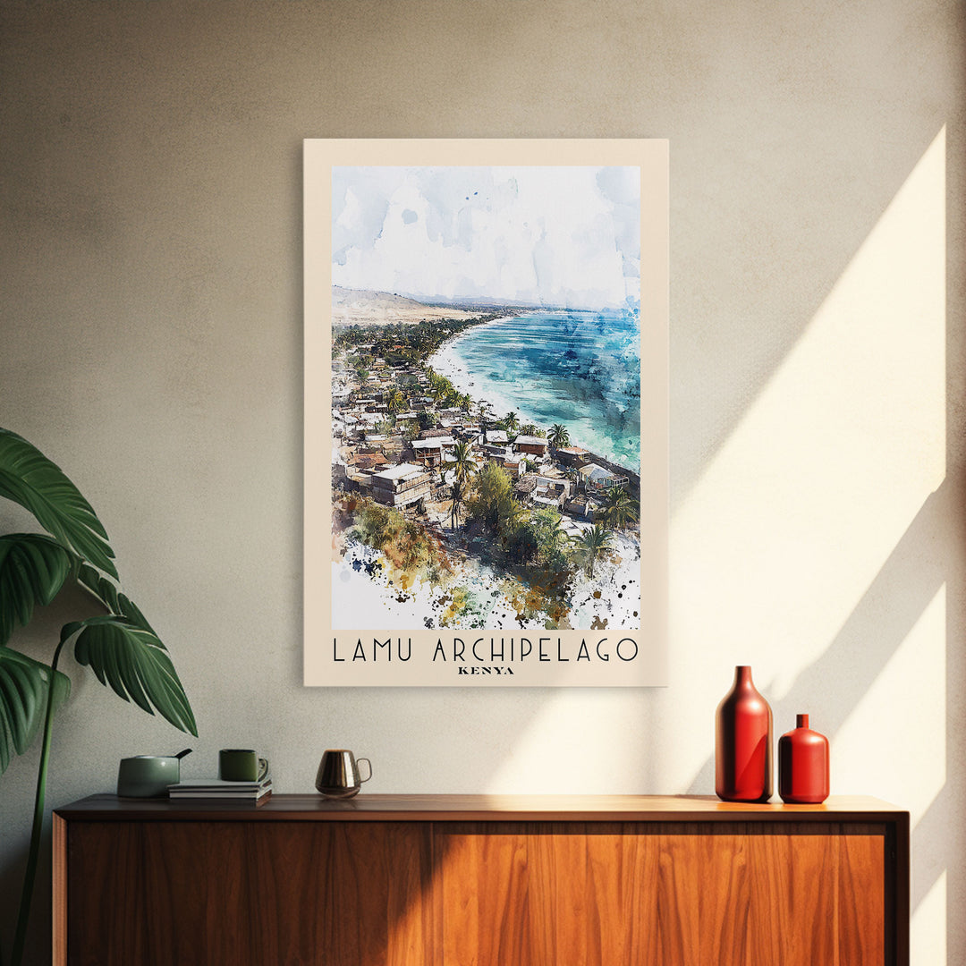 Lamu Archipelago, Kenya Watercolor Print, Vacation Gift, Kenya Wall Art, Beach Painting, Beach Decor, Beach Or Lakehouse Art