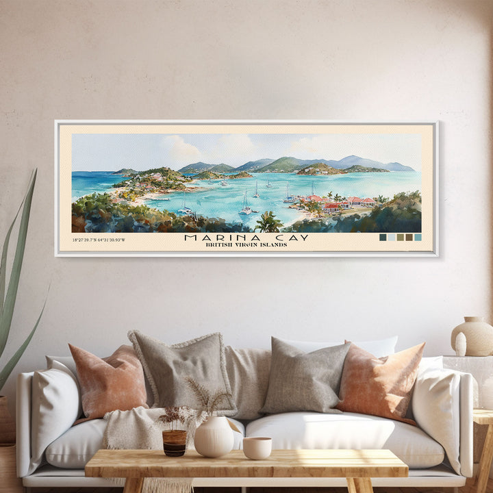 Marina Cay, British Virgin Islands, United Kingdom Watercolor Print, Vacation Gift, United Kingdom Wall Art, Beach Painting, Beach Decor, Beach Or Lakehouse Art
