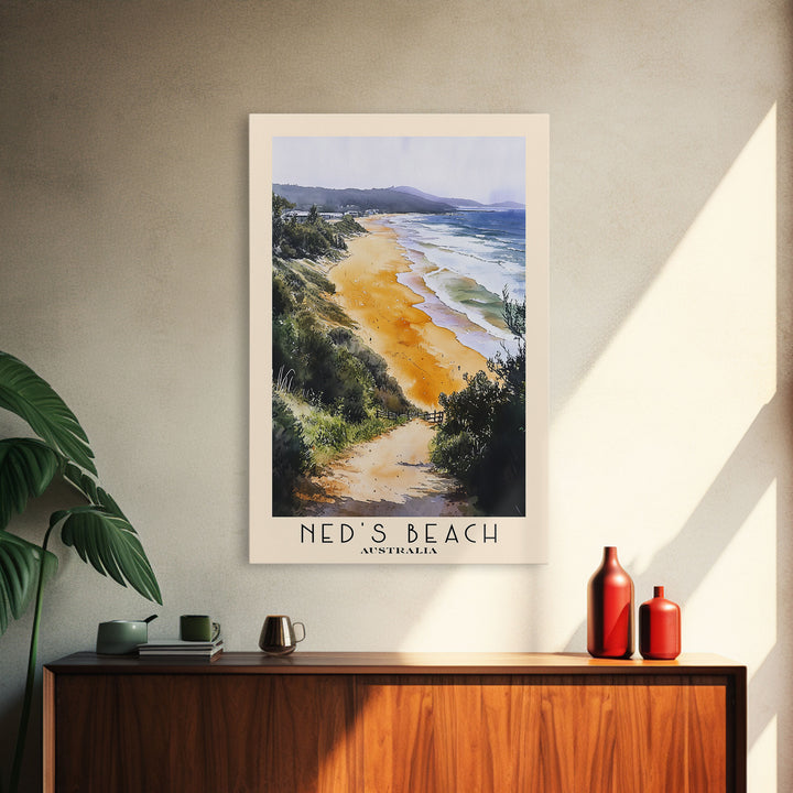 Ned's Beach, Australia Watercolor Print, Vacation Gift, Australia Wall Art, Vacation Wall Art, Vacatation Memories, Beach Decor, Beach Or Lakehouse Art