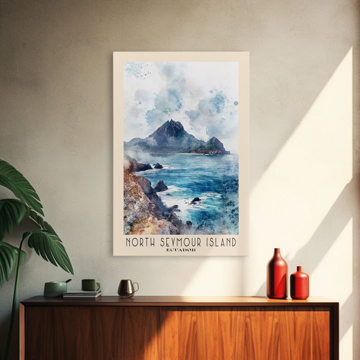North Seymour Island, Ecuador Watercolor Beach Print, Vacation Gift, Ecuador Wall Art, Beach Painting, Beach Decor, Beach Painting