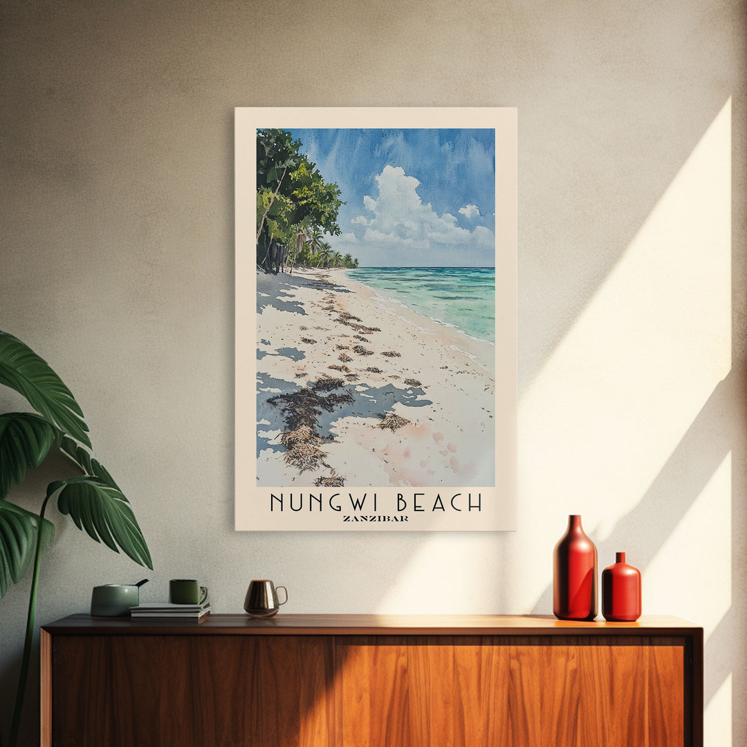 Nungwi Beach, Zanzibar Watercolor Print, Vacation Gift, Zanzibar Wall Art, Beach Painting, Beach Decor, Beach Or Lakehouse Art