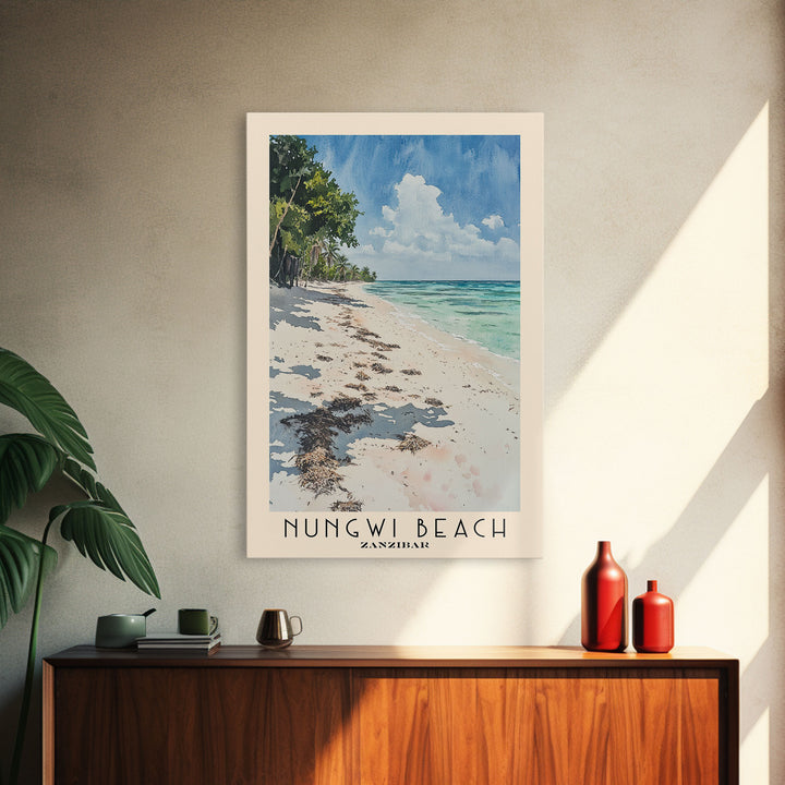 Nungwi Beach, Zanzibar Watercolor Print, Vacation Gift, Zanzibar Wall Art, Beach Painting, Beach Decor, Beach Or Lakehouse Art