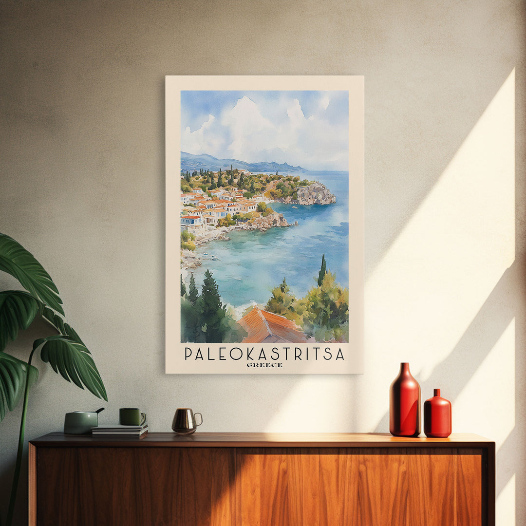 Paleokastritsa, Greece Watercolor Print, Vacation Gift, Greece Wall Art, Beach Painting, Beach Decor, Beach Or Lakehouse Art