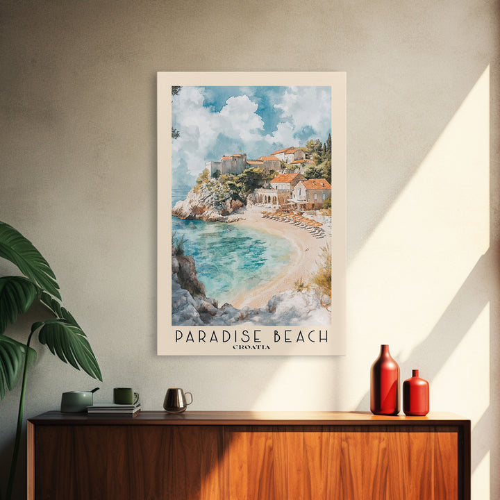 Paradise Beach, Croatia Watercolor Print, Vacation Gift, Croatia Wall Art, Vacation Wall Art, Vacatation Memories, Beach Decor, Beach Or Lakehouse Art