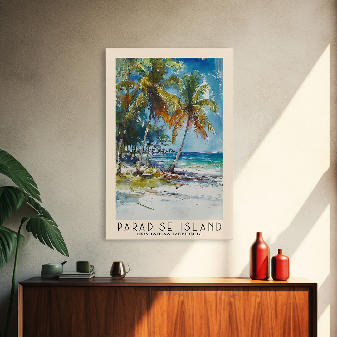 Paradise Island, Dominican Republic Watercolor Print, Vacation Gift, Dominican Republic Wall Art, Beach Painting, Beach Decor, Beach Or Lakehouse Art