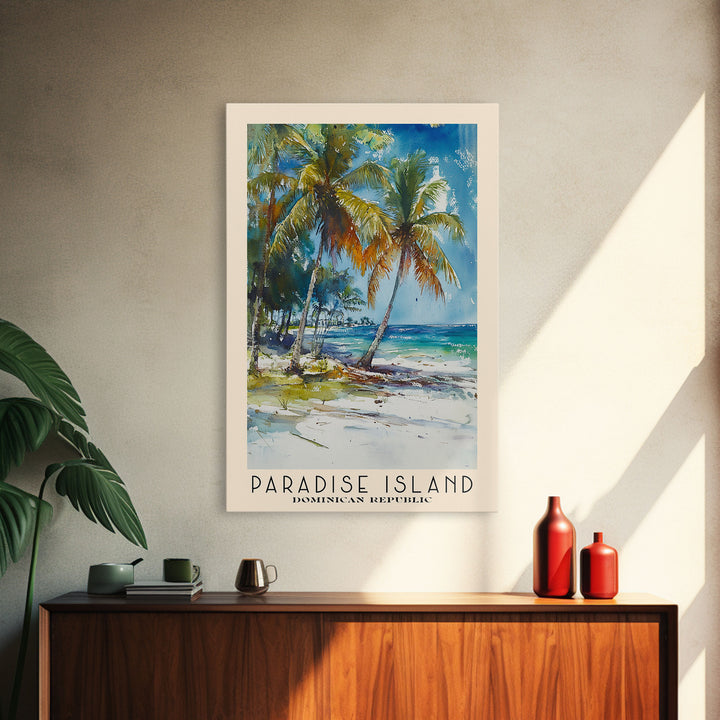 Paradise Island, Dominican Republic Watercolor Print, Vacation Gift, Dominican Republic Wall Art, Beach Painting, Beach Decor, Beach Or Lakehouse Art