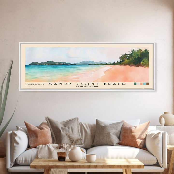 Sandy Point Beach, US Virgin islands Watercolor Print, Vacation Gift, US Virgin islands Wall Art, Beach Painting, Beach Decor, Beach Or Lakehouse Art