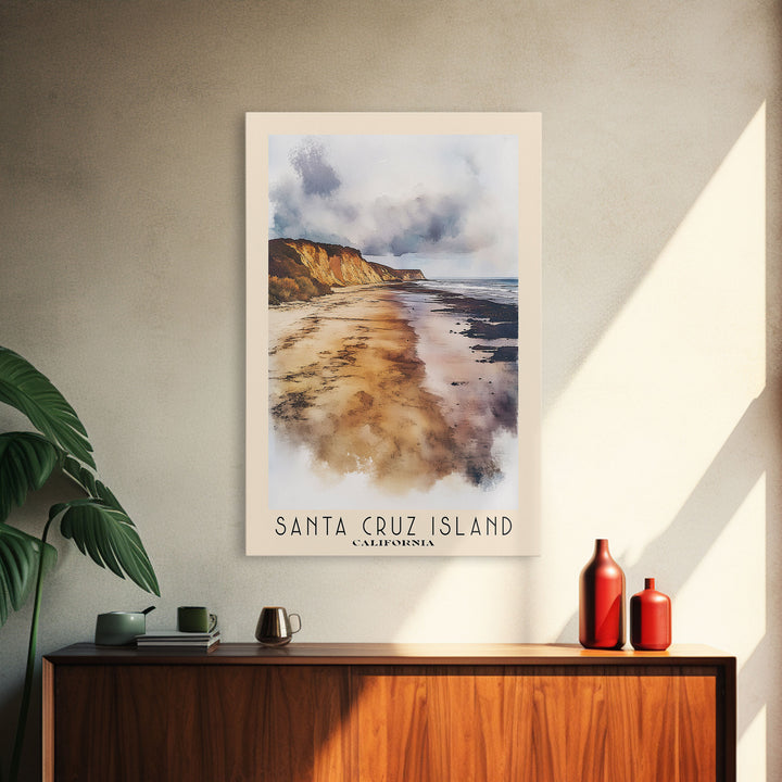 Santa Cruz Island, California Watercolor Print, Vacation Gift, California Wall Art, Beach Painting, Beach Decor, Beach Or Lakehouse Art
