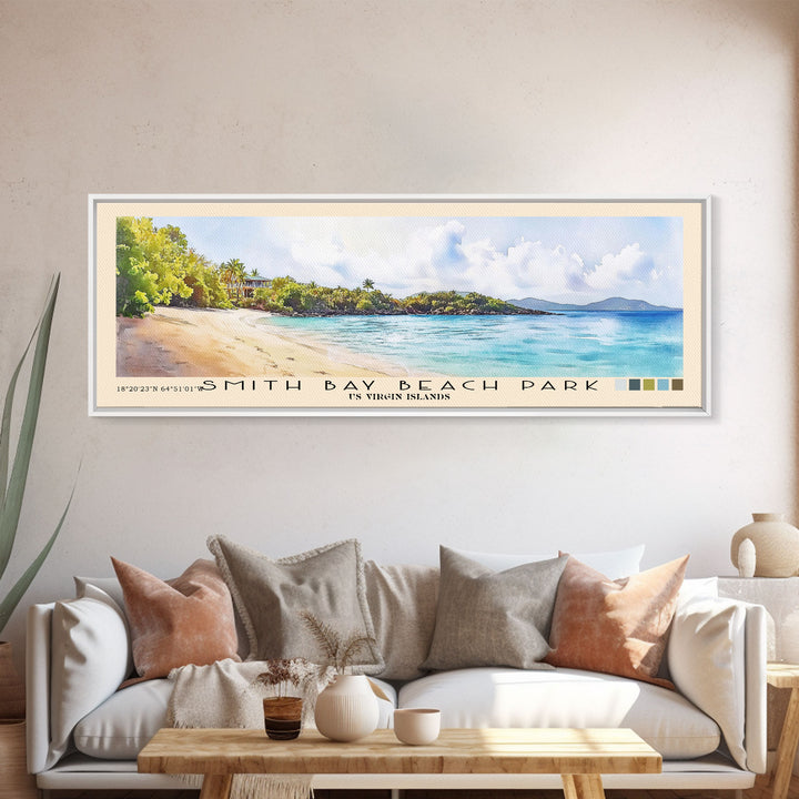 Smith Bay Beach Park, US Virgin islands Watercolor Beach Print, Vacation Gift, US Virgin islands Wall Art, Beach Painting, Beach Decor, Beach Painting