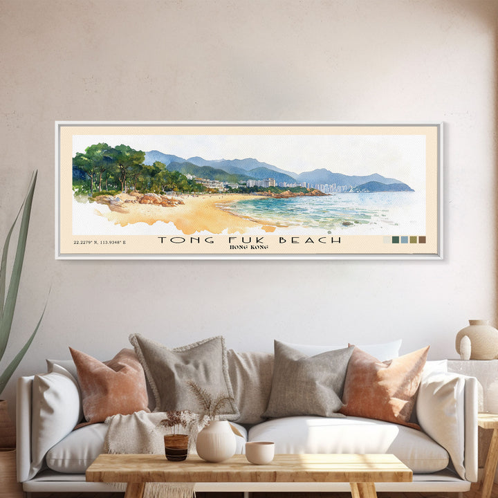 Tong Fuk Beach, Hong Kong Watercolor Print, Vacation Gift, Hong Kong Wall Art, Vacation Wall Art, Vacatation Memories, Beach Decor, Beach Or Lakehouse Art