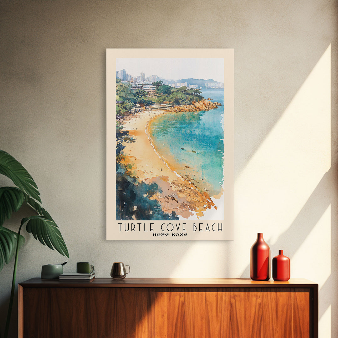 Turtle Cove Beach, Hong Kong Watercolor Print, Vacation Gift, Hong Kong Wall Art, Beach Painting, Beach Decor, Beach Or Lakehouse Art