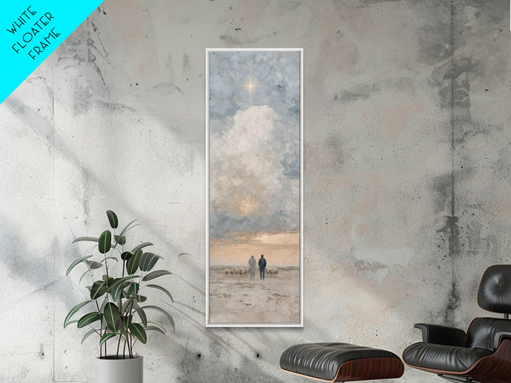 Shepherds Under Heaven – Framed Canvas Print – Tall Narrow Wall Art – Christian Art Canvas – Christian Wall Art – Jesus Painting