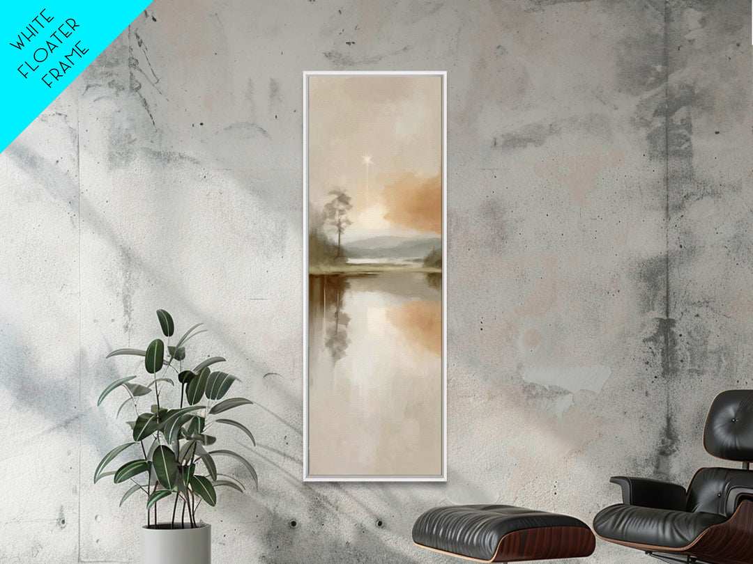 Star Over Stillness – Framed Canvas Print – Christian Wall Art – Christian Art Canvas – Moody Christmas Art – Narrow Art