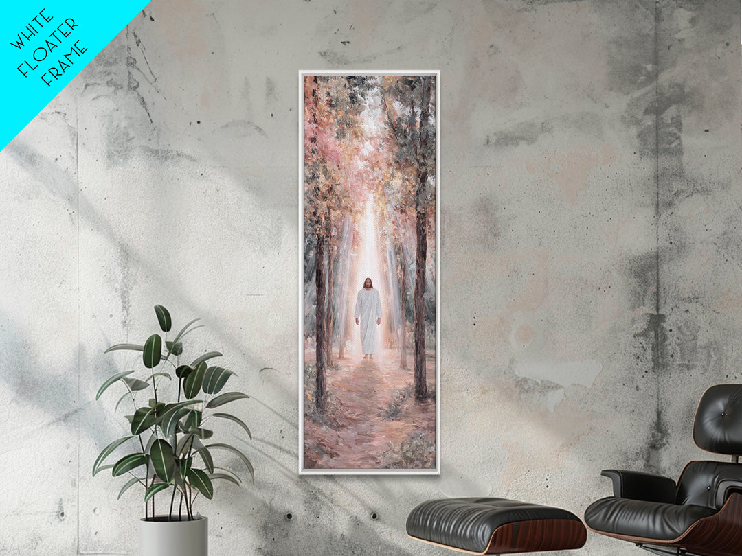 Pathway Of Holy Light – Framed Canvas Print – Christian Art Canvas – Jesus Painting – Christian Wall Art – Narrow Art – Christian Christmas