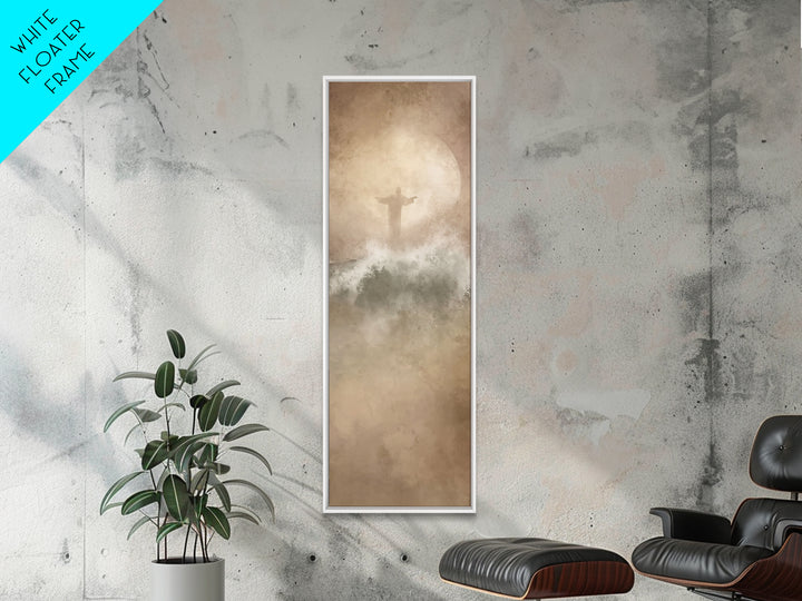 Waves Of Peace, Framed Canvas Print, Skinny Art, Christian Wall Art, Jesus Painting, Christian Art Canvas