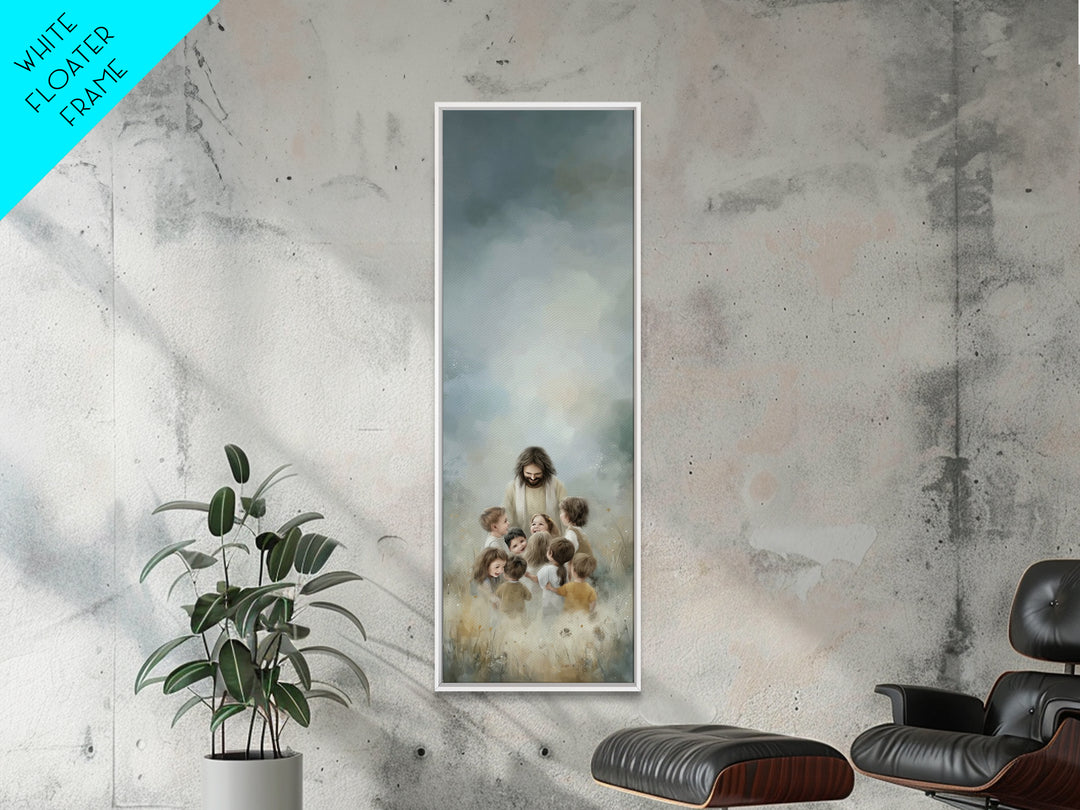 Morning Meadow Peace – Framed Canvas Print – Tall Narrow Wall Art – Christian Art Canvas – Christian Wall Art – Jesus Painting
