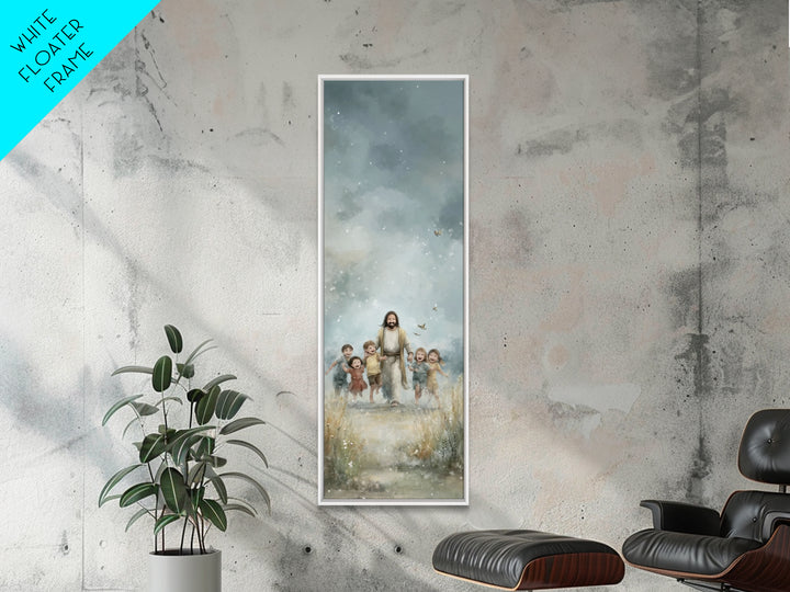 Meadow Of Joy – Framed Canvas Print – Tall Narrow Wall Art – Christian Wall Art – Jesus Painting – Christian Art Canvas – Christmas Art