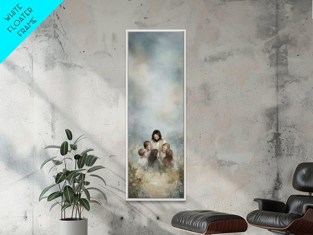 Circle Of Light | Framed Canvas Print | Skinny Art | Jesus Painting | Christian Art Canvas | Christian Wall Art | Christmas Art