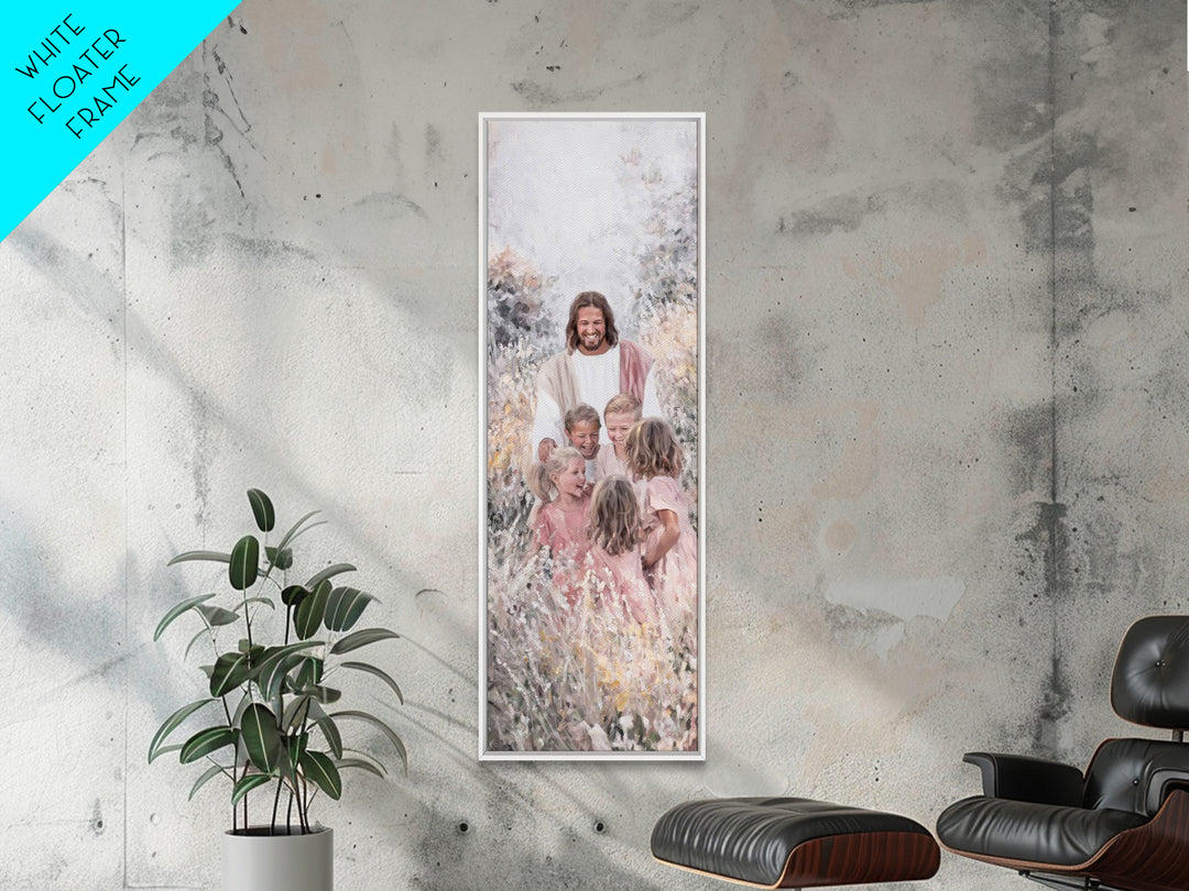 Children Of Hope | Framed Canvas Print | Tall Skinny Art Print | Christian Wall Art | Christmas Art | Christian Art Canvas | Jesus Painting