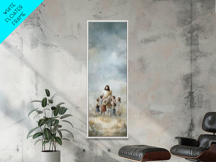 Circle Of Blessings, Framed Canvas Print, Narrow Art, Jesus Painting, Christian Wall Art, Christmas Art, Christian Art Canvas