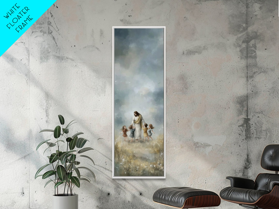 Heavenly Meadow Light | Framed Canvas Print | Tall Narrow Wall Art | Christian Art Canvas | Christmas Art | Jesus Painting | Christian Wall