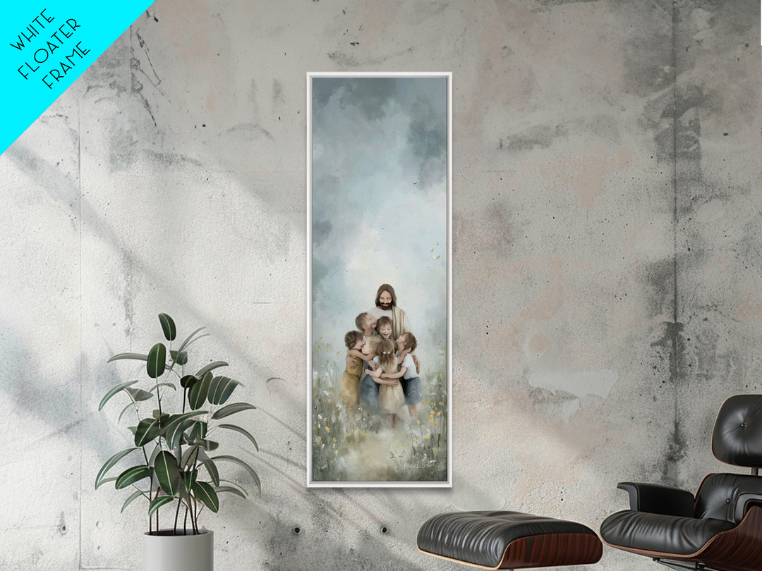 Clouds Of Mercy, Framed Canvas Print, Tall Narrow Wall Art, Christian Christmas Art, Christian Art Canvas, Jesus Painting, Christian Wall A