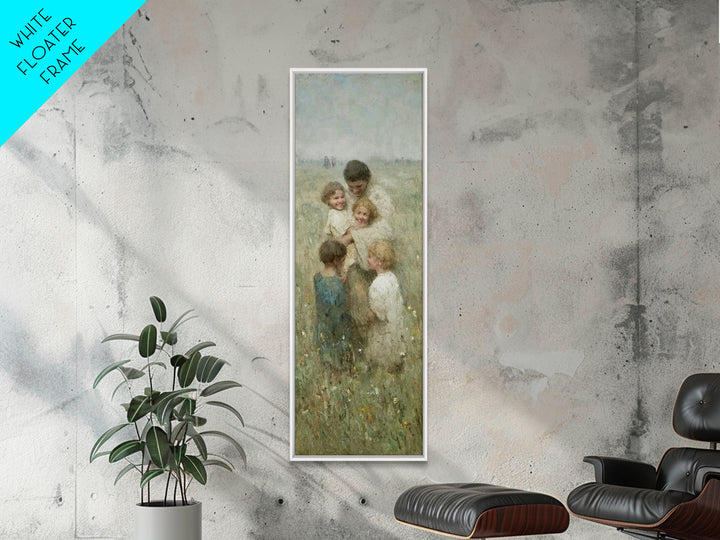 Gathered In Grace, Framed Canvas Print, Narrow Art, Jesus Painting, Christian Wall Art, Christian Art Canvas, Christian Christmas Art