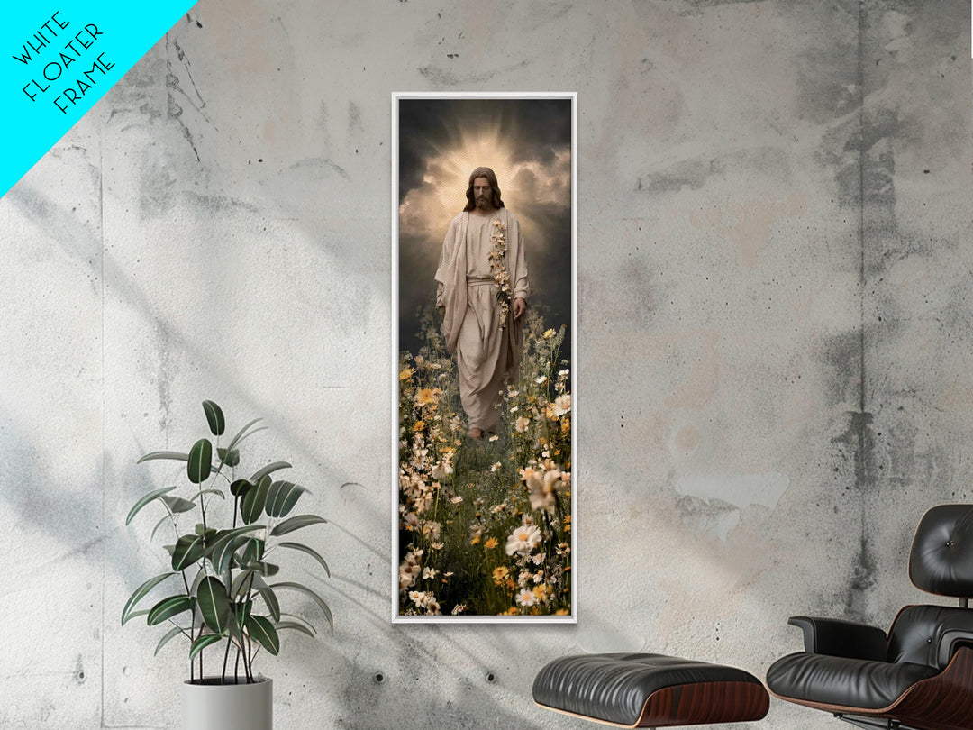 Path Of Light – Framed Canvas Print – Tall Narrow Wall Art – Jesus Painting – Christian Art – Christian Wall Art – Christian Art Canvas