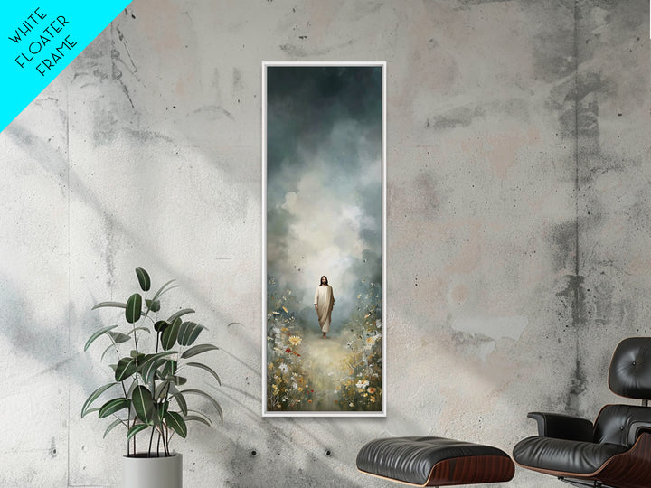 Grace In The Meadow | Framed Canvas Print | Tall Skinny Art Print | Christian Art Canvas | Jesus Painting | Christian Wall Art