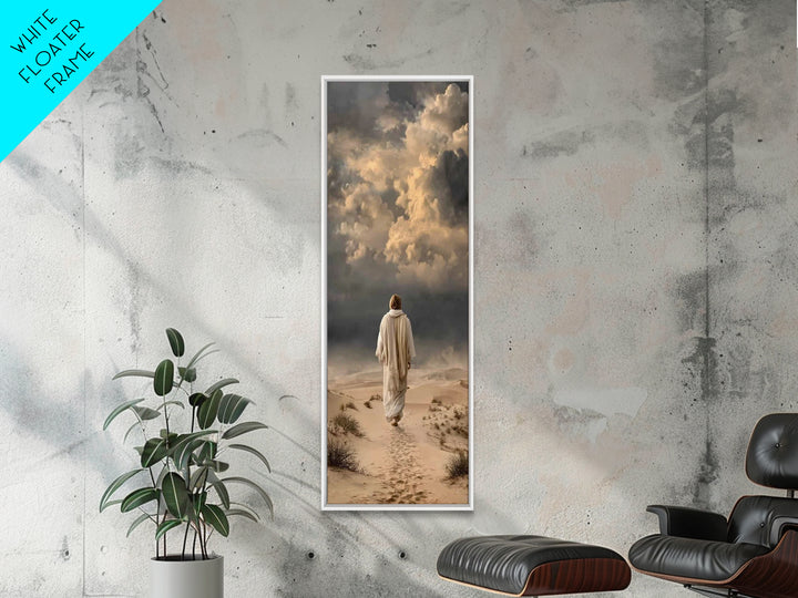 Stormward Hope, Framed Canvas Print, Tall Skinny Art Print, Jesus Painting, Christian Wall Art, Christian Art Canvas, Christian Gift