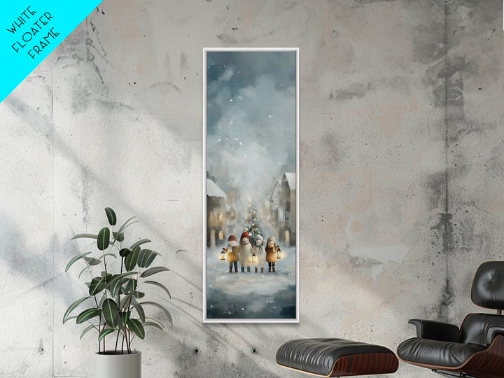 Winter Lantern Joy – Framed Canvas Print – Christmas Wall Art – Christian Christmas Art – Christian Art Canvas – Narrow Art – Christian Dec