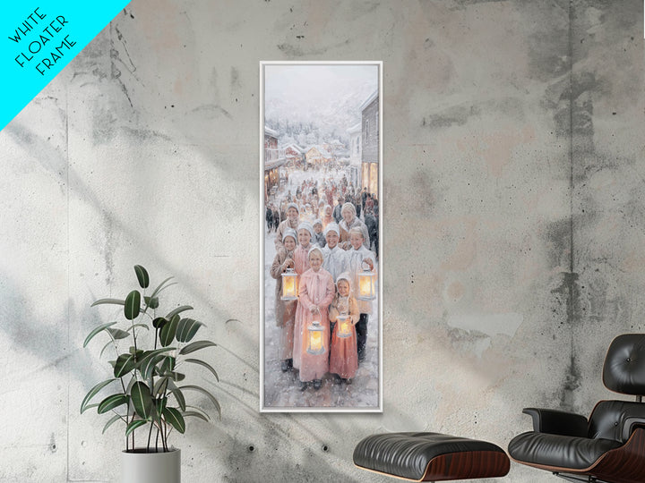 Lantern Carolers – Framed Canvas Print – Christian Christmas Art – Christmas Wall Art – Christian Art Canvas – Skinny Art – Christmas Art P