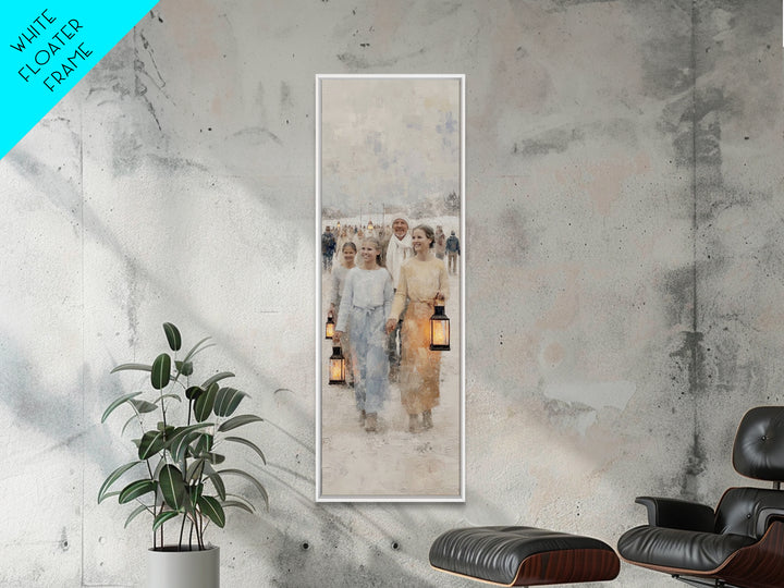Village Of Light – Framed Canvas Print – Christmas Art Work – Christian Wall Art – Framed Christmas Art – Tall Skinny Art Print – Christian
