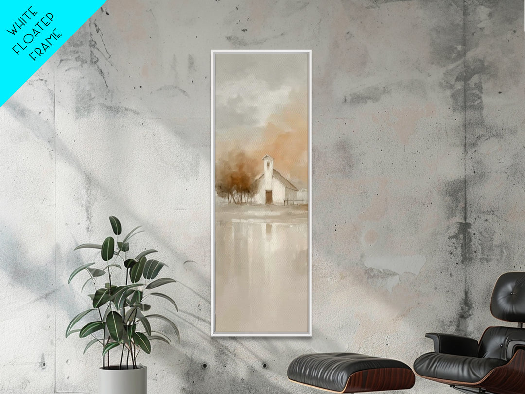 Autumn Chapel Grace – Framed Canvas Print – Christian Art Canvas – Modern Christian Art – Christian Wall Art – Tall Skinny Art Print – Chri