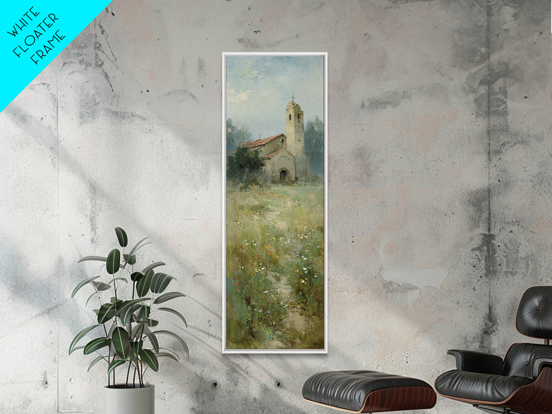 Old Chapel Meadow – Framed Canvas Print – Christian Wall Art – Christian Art Canvas – Vintage Christian Art – Tall Skinny Art Print – Chris