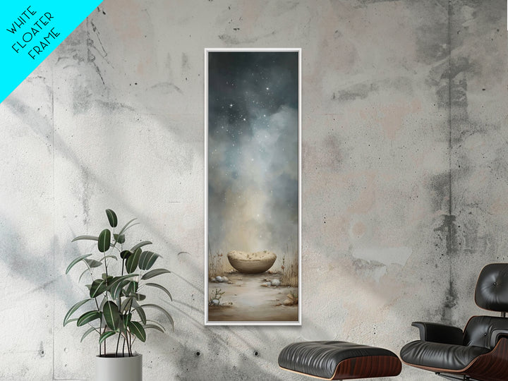 Starlit Wonder, Framed Canvas Print, Christian Wall Art, Narrow Art, Christmas Art, Christian Christmas Art, Modern Christian Art
