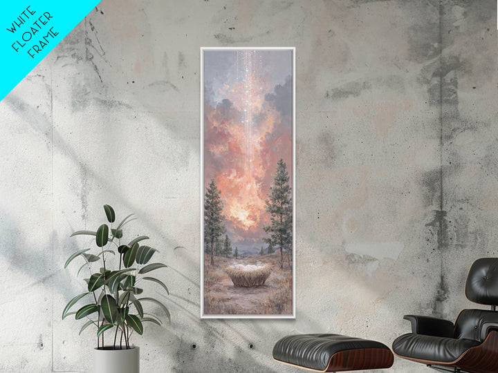 Heaven’s Dawn Promise – Framed Canvas Print – Christian Wall Art – Tall Skinny Art Print – Christian Christmas Art – Christian Art Canvas –