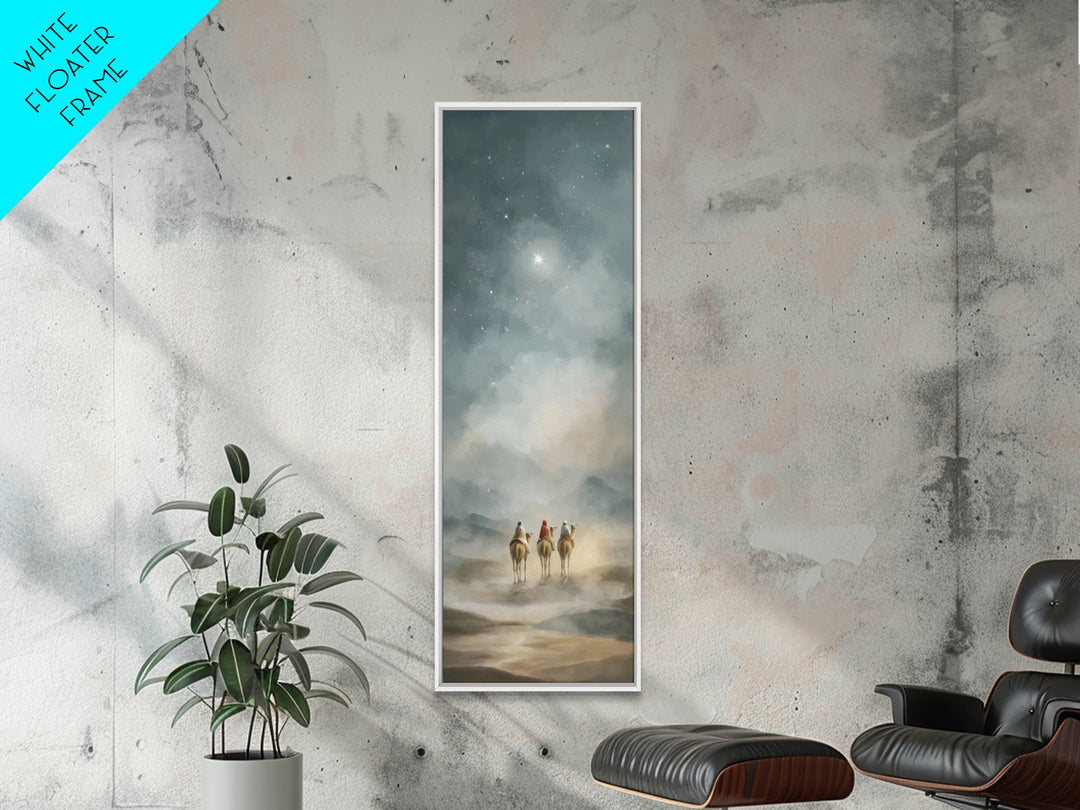 Starward Pilgrimage, Framed Canvas Print, Christian Wall Art, Skinny Art, Christian Christmas Art, Christian Art Canvas, Modern Christian A