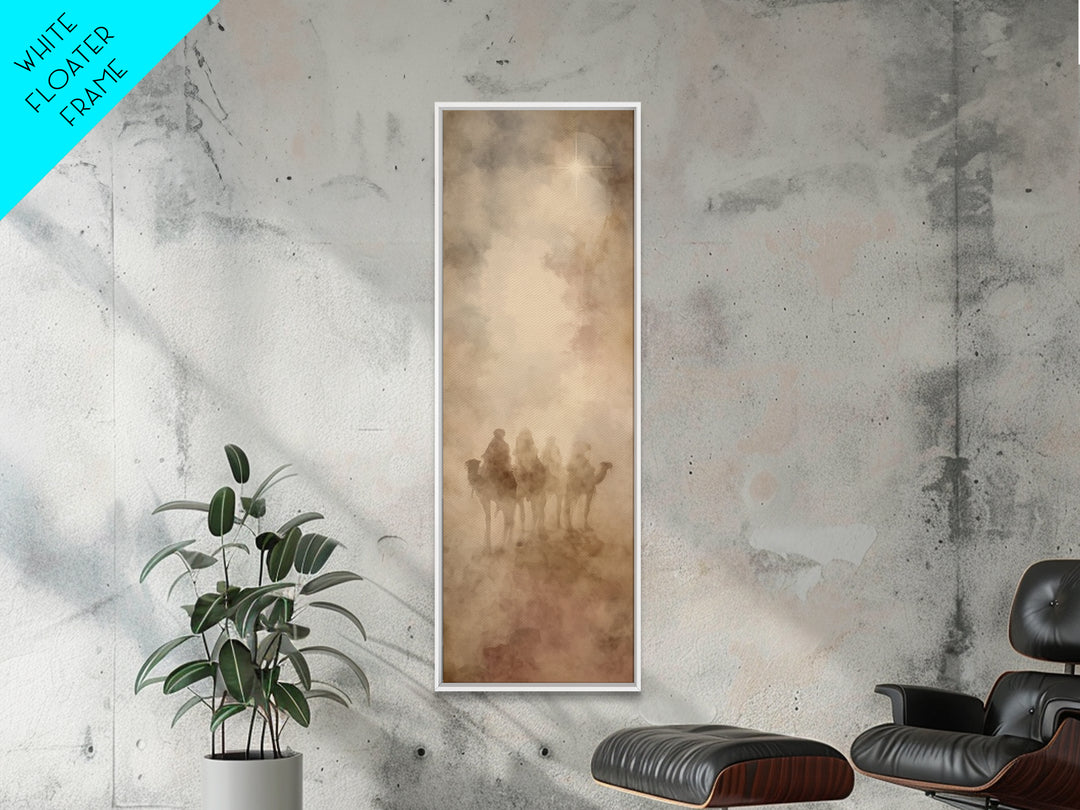 Bethlehem Star Path, Framed Canvas Print, Christian Art Canvas, Tall Skinny Art Print, Christian Christmas Art, Christian Wall Art, Vintage