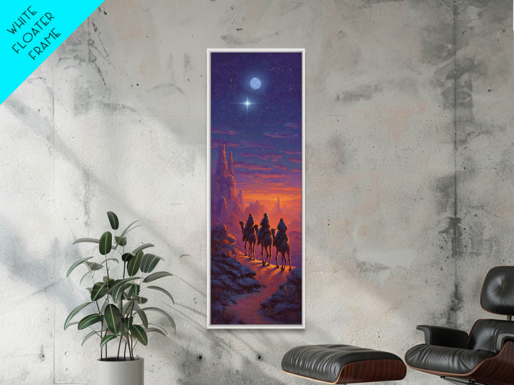 Sacred Night Trek – Framed Canvas Print – Christian Art Canvas – Narrow Art – Christian Christmas Art – Christian Painting – Modern Christi