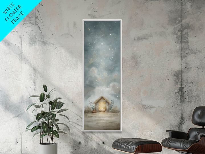 Holy Night Sky, Framed Canvas Print, Skinny Art, Christian Wall Art, Christmas Canvas Wall Art, Christian Art Print, Jesus Christmas Art