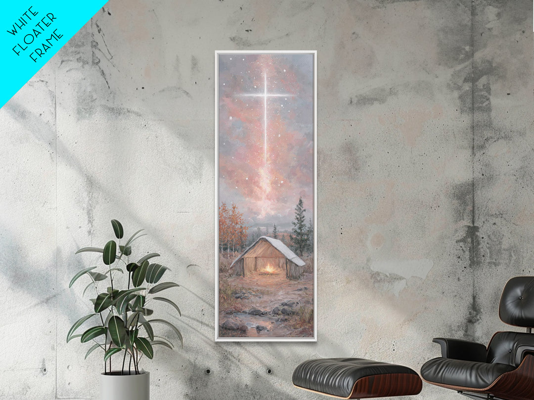 Radiant manger glow, Framed Canvas Print, Narrow Art, Christian Christmas Art, Christmas Art Prints, Christian Art Canvas, Christmas Wall A