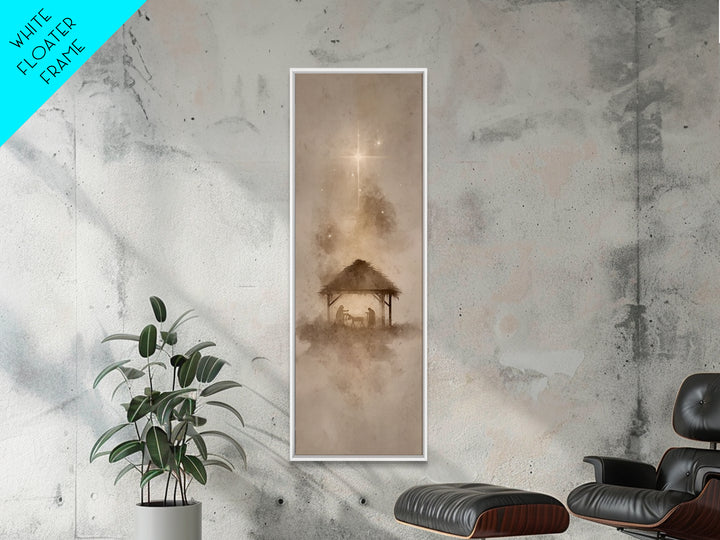 Silent Manger Night – Framed Canvas Print – Skinny Art – Christian Art Print – Christmas Wall Art – Framed Christmas Art – Christian Christ