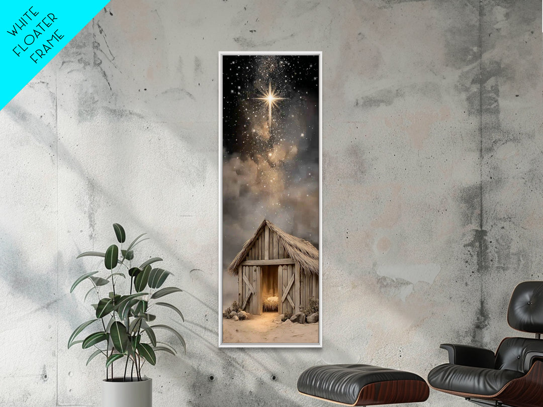 Divine Midnight Star | Framed Canvas Print | Tall Narrow Wall Art | Jesus Christmas Art | Christmas Art Framed | Christian Wall Art | Chris