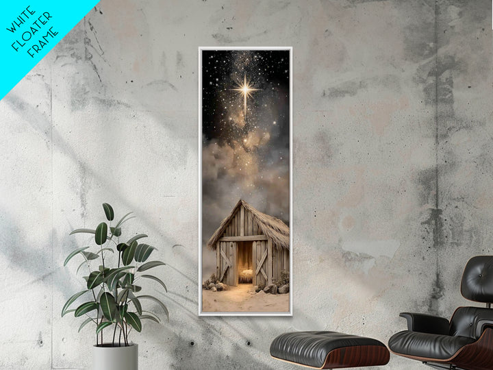 Divine Midnight Star | Framed Canvas Print | Tall Narrow Wall Art | Jesus Christmas Art | Christmas Art Framed | Christian Wall Art | Chris