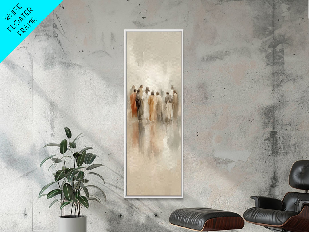 Circle Of Disciples – Framed Canvas Print – Tall Skinny Art Print – Christian Wall Art – Christian Art Canvas – Jesus Painting – Christian