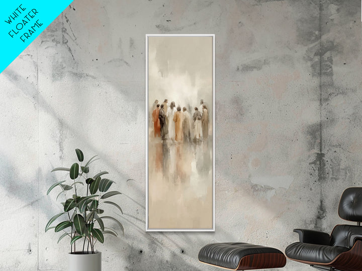 Circle Of Disciples – Framed Canvas Print – Tall Skinny Art Print – Christian Wall Art – Christian Art Canvas – Jesus Painting – Christian