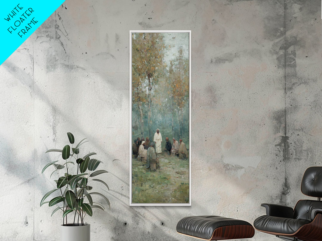 Garden Devotion, Framed Canvas Print, Narrow Art, Christian Art Work, Jesus Wall Art, Christian Painting, Subtle Christian Art