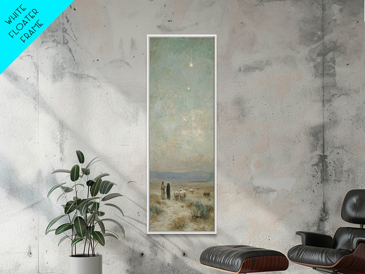Starry Shepherd Path – Framed Canvas Print – Tall Narrow Wall Art – Christian Wall Art – Christian Art Canvas – Christmas Art